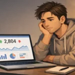 Creator looking at stagnant Instagram follower growth on analytics screen