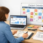 Instagram content strategy planning for business with content calendar and analytics