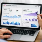 Instagram analytics dashboard showing engagement and follower growth metrics